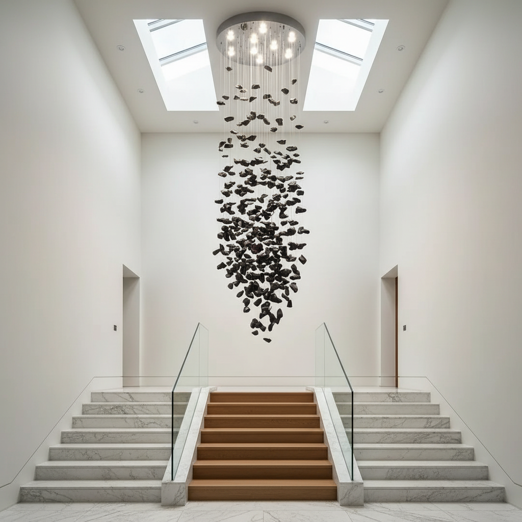 Dorn Floating Crystal Chandelier with Stones - Chandeliers | Lucera Lighting