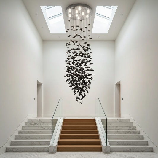 Dorn Floating Crystal Chandelier with Stones - Chandeliers | Lucera Lighting