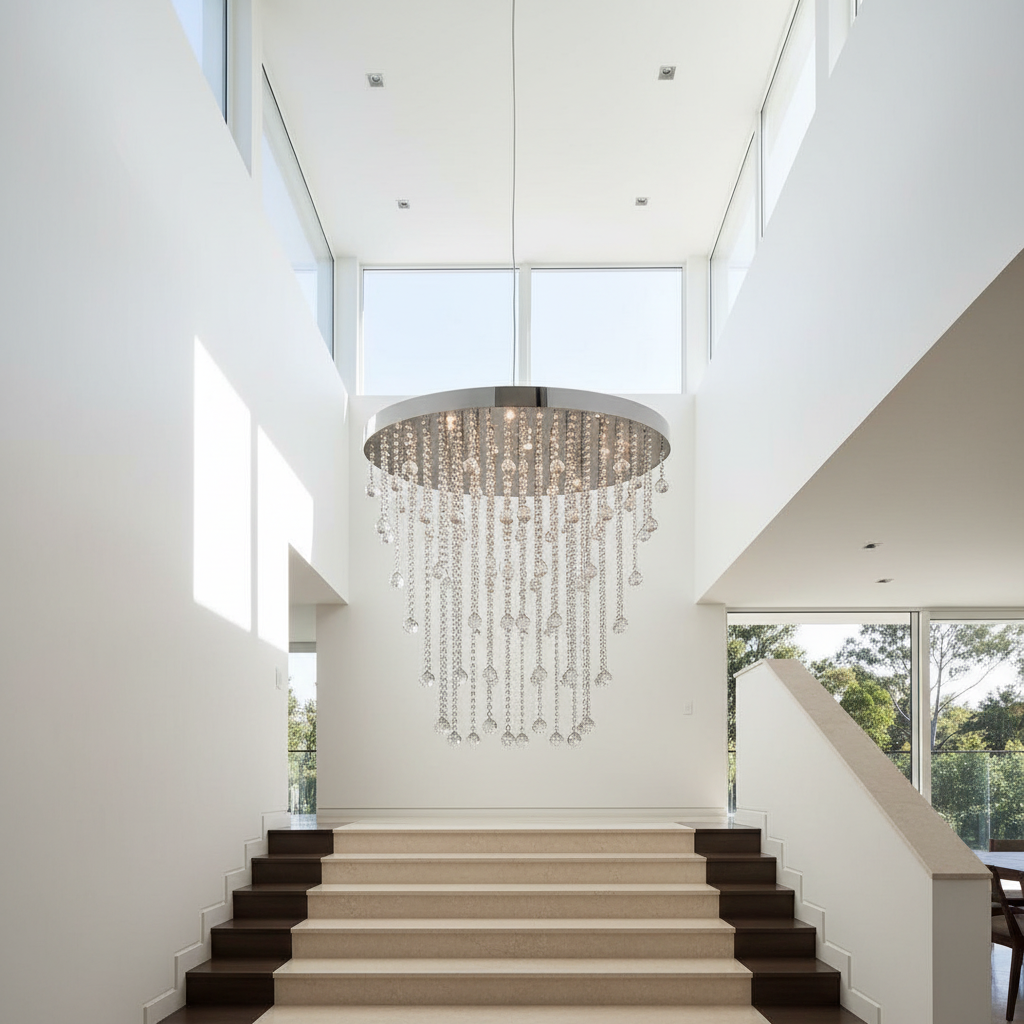 Fern Lux Oval LED Crystal Waterfall Chandelier - Chandeliers | Lucera Lighting