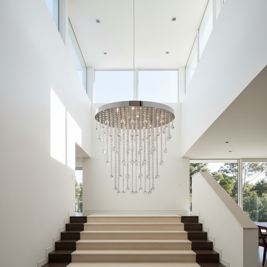 Fern Lux Oval LED Crystal Waterfall Chandelier - Chandeliers | Lucera Lighting