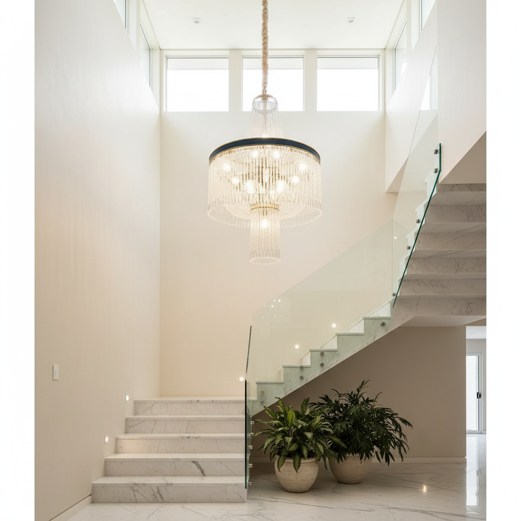 Juniper Large Spiral Crystal Chandelier for Staircase - Chandeliers | Lucera Lighting
