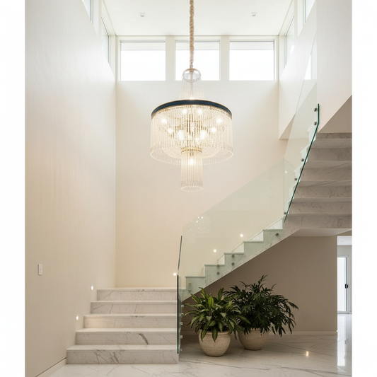 Juniper Large Spiral Crystal Chandelier for Staircase - Chandeliers | Lucera Lighting