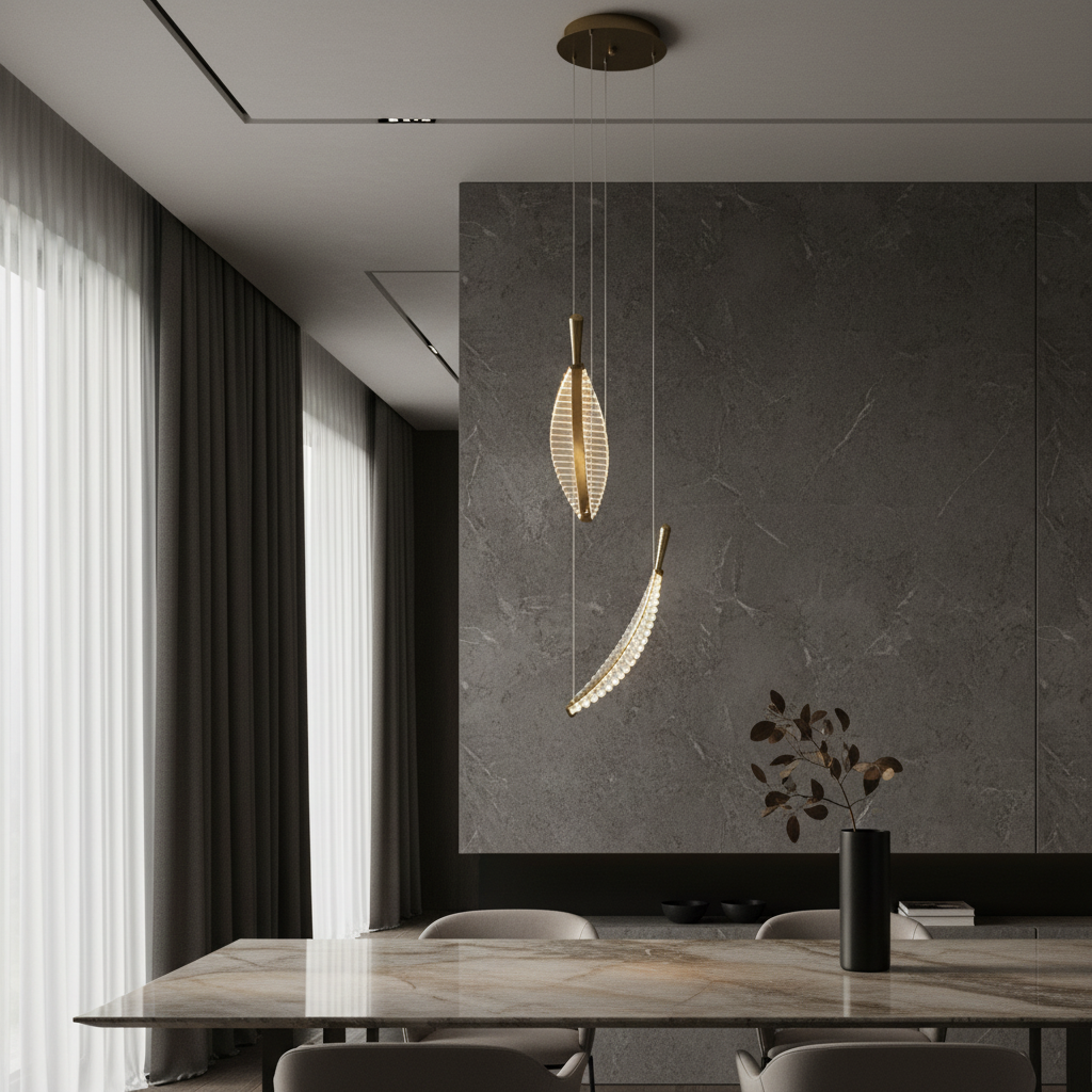 Wisteria Crystal Gold Leaves Pendant Chandelier - Pendant Lights | Lucera Lighting