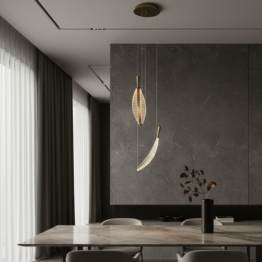 Wisteria Crystal Gold Leaves Pendant Chandelier - Pendant Lights | Lucera Lighting