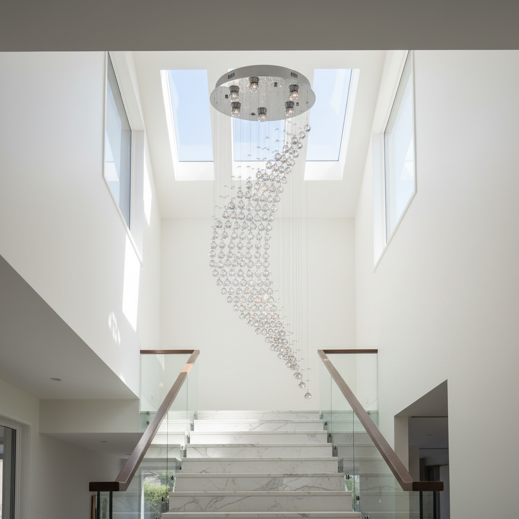 Briar Duplex Spiral Moon Staircase Crystal Chandelier - Chandeliers | Lucera Lighting