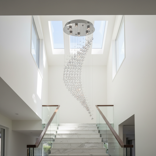 Briar Duplex Spiral Moon Staircase Crystal Chandelier - Chandeliers | Lucera Lighting