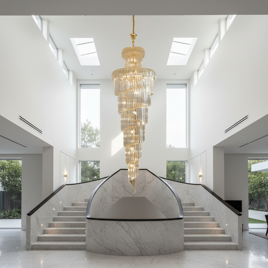 Elderflower Crystal Staircase Chandelier - Chandeliers | Lucera Lighting