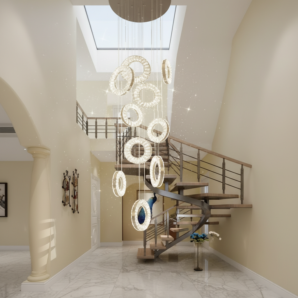 Snowdrop Crystal Pendant Light for Staircase - Chandeliers | Lucera Lighting