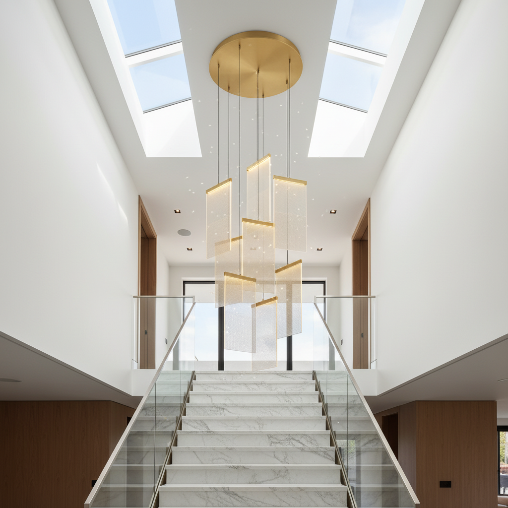 Onyx Gold Long Hanging Light Fixture - Chandeliers | Lucera Lighting