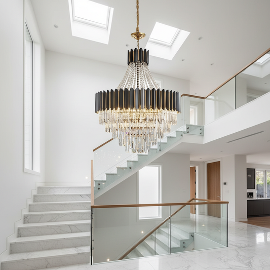 Jasper Modern Round Gun Black Crystal Chandelier - Chandeliers | Lucera Lighting