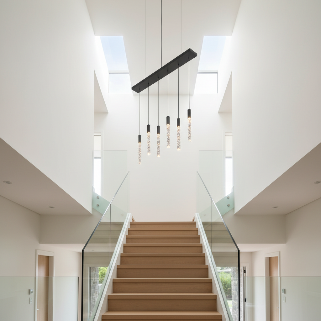 Quartz Long Staircase Crystal Chandelier - Pendant Lights | Lucera Lighting
