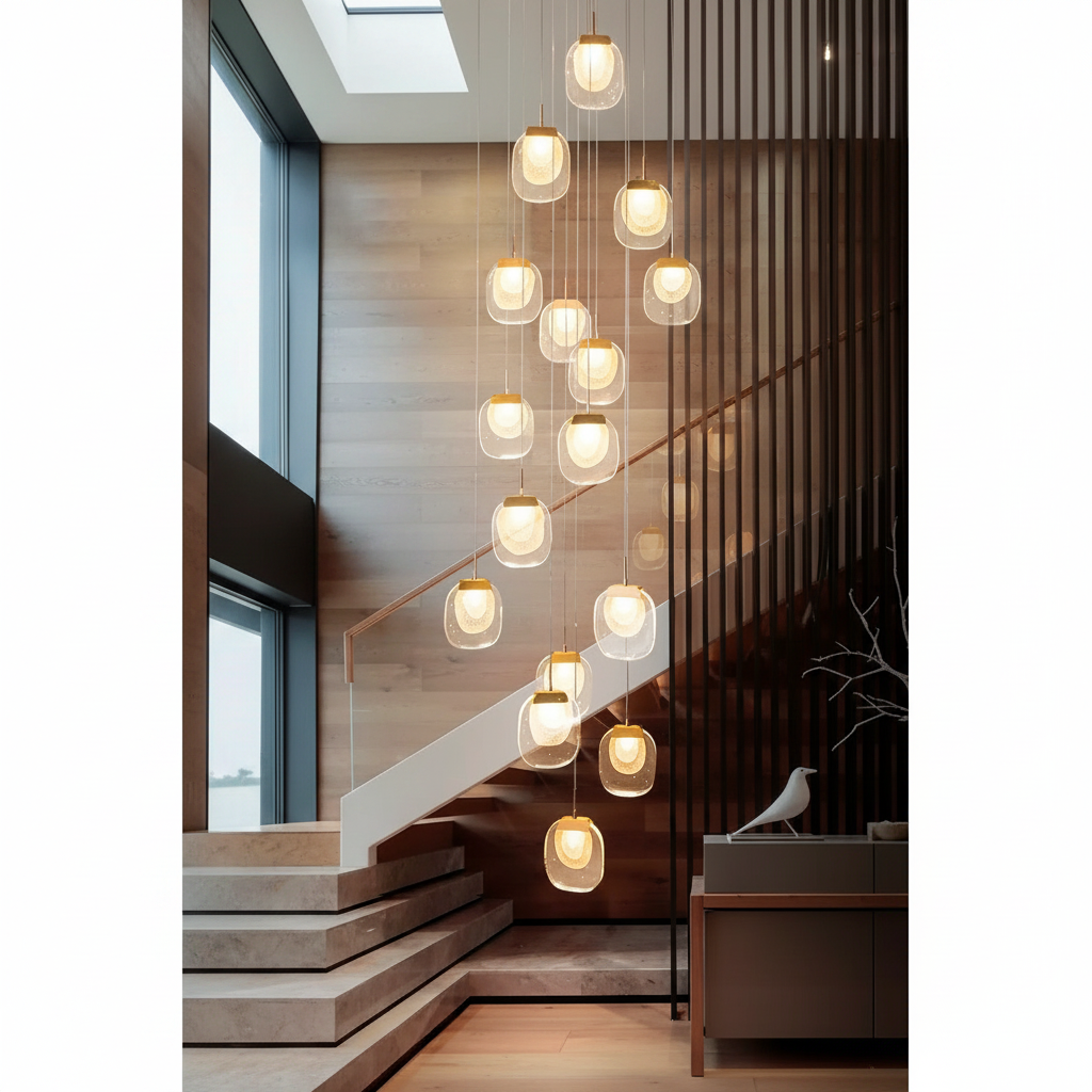 Obsidian Staircase Crystal Chandelier - Pendant Lights | Lucera Lighting