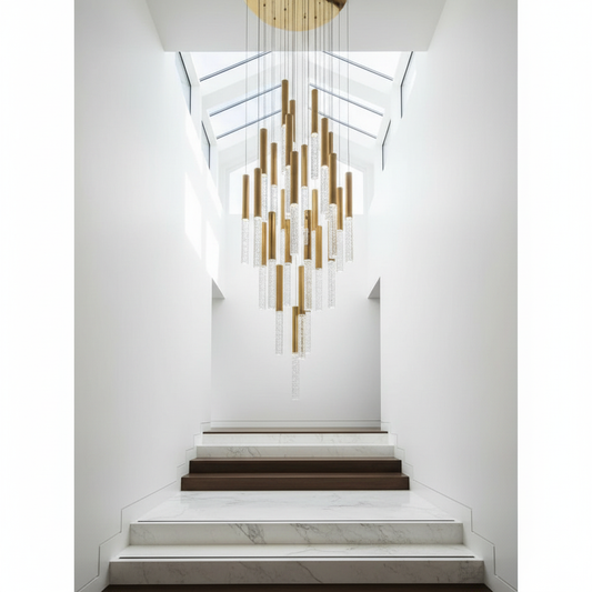 Schist Long LED Spiral Chandelier - Chandeliers | Lucera Lighting