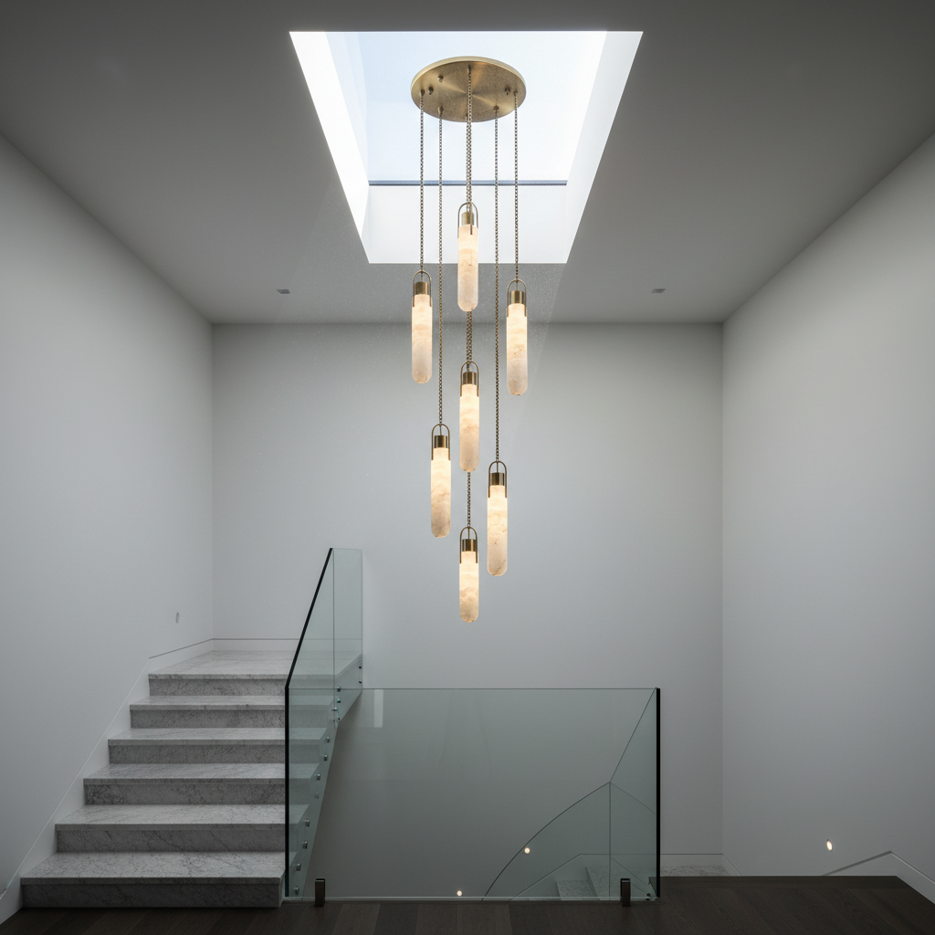 Gneiss Noctis Alabaster Staircase Pendant Chandelier - Pendant Lights | Lucera Lighting