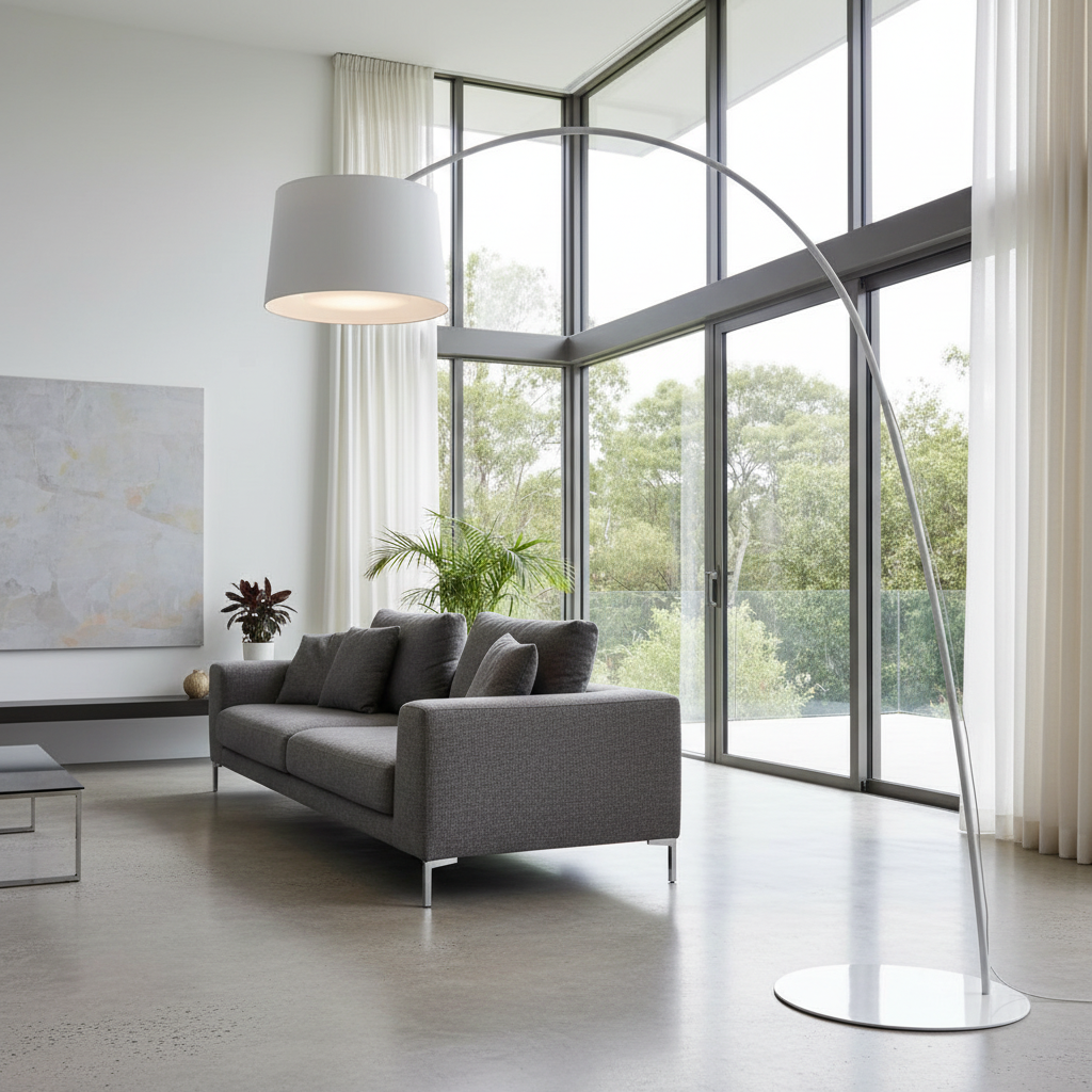 Gabbro Designer Arc Floor Lamp - Modern Minimalist Aluminum - Lamps | Lucera Lighting