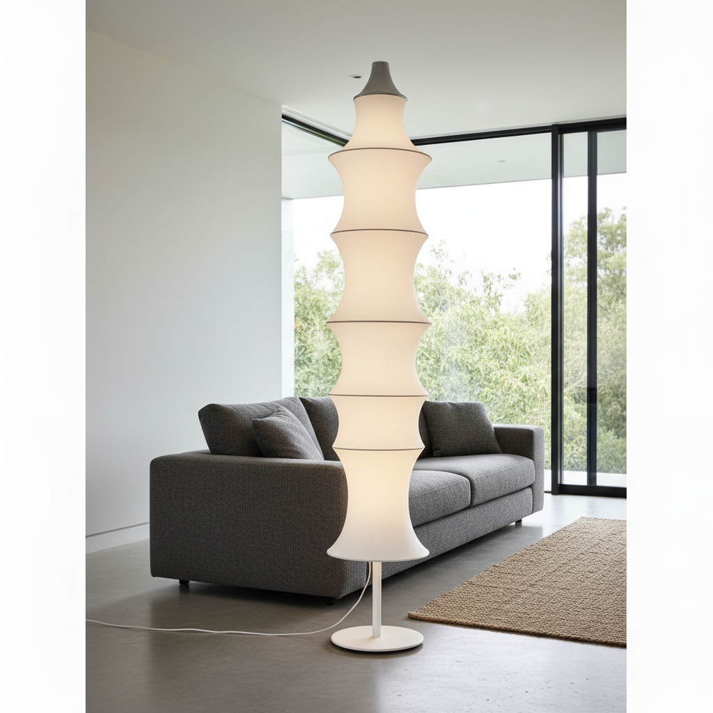 Aquamarine White Silk Modern Floor Lamp - Lamps | Lucera Lighting