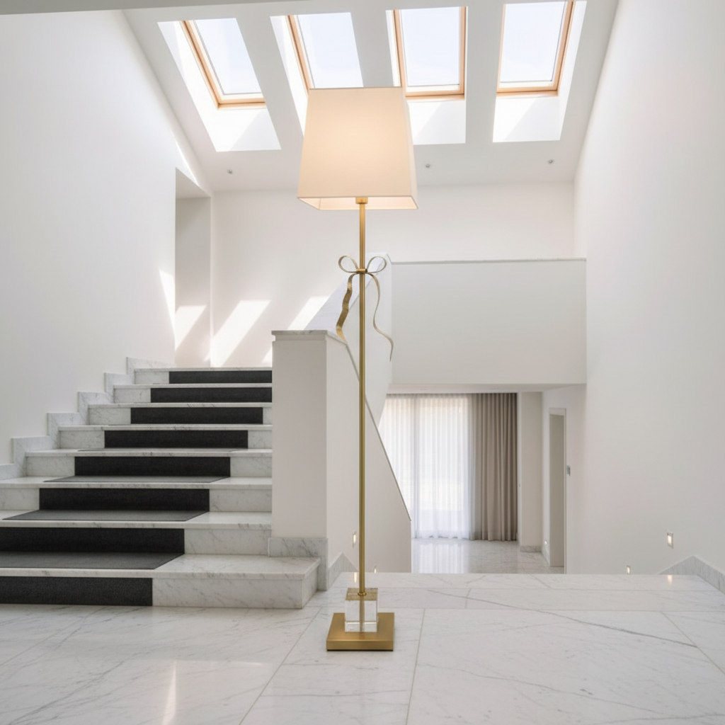 Zircon Retro LED Copper Floor Light with Bow - Lamps | Lucera Lighting