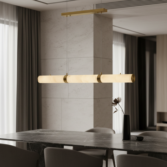 Mauve Linear Alabaster Tube Pendant Light - Pendant Lights | Lucera Lighting