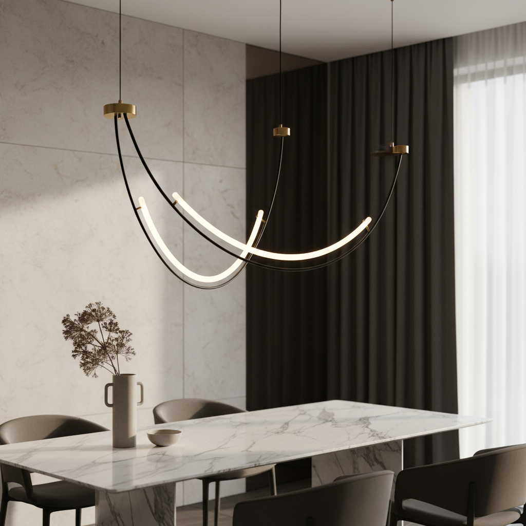 Sienna Ondara Curved LED Wave Chandelier - Pendant Lights | Lucera Lighting