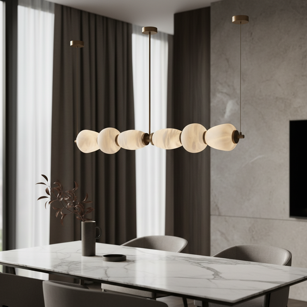 Ochre Modern Marble Linear Chandelier - Pendant Lights | Lucera Lighting