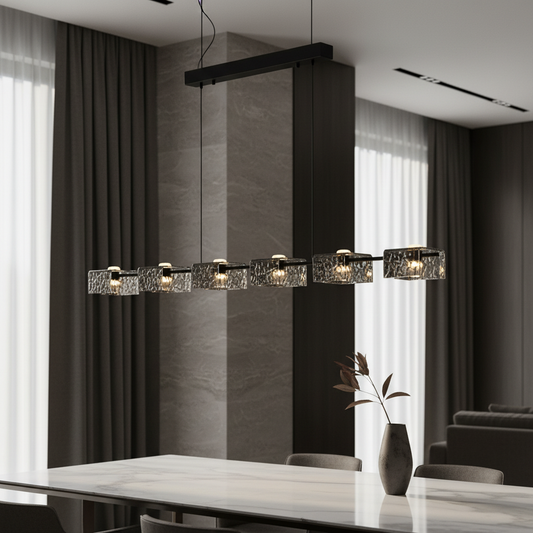 Cinnabar Copper Chandelier - Textured Glass - Pendant Lights | Lucera Lighting