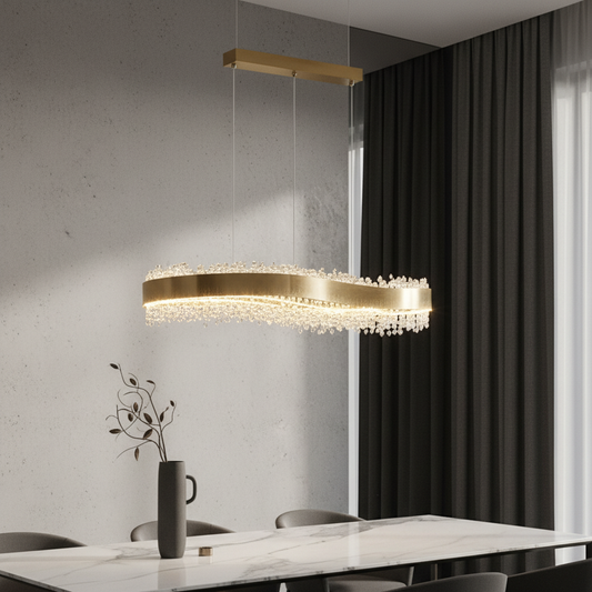 Cerulean Wave Crystal Rectangle Chandelier - Pendant Lights | Lucera Lighting