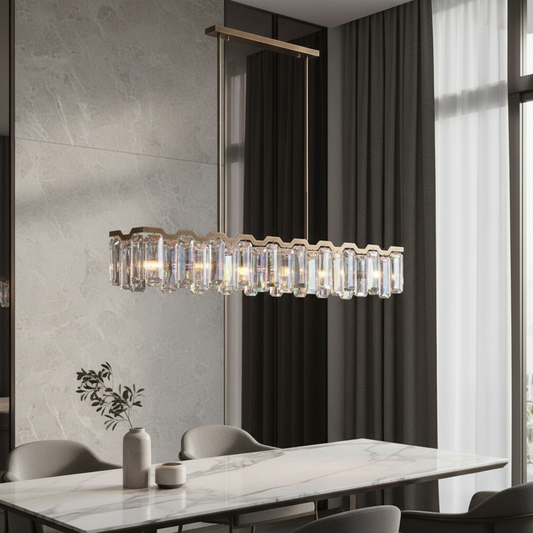 Amaranth Colorful Crystal Linear Chandelier - Chandeliers | Lucera Lighting
