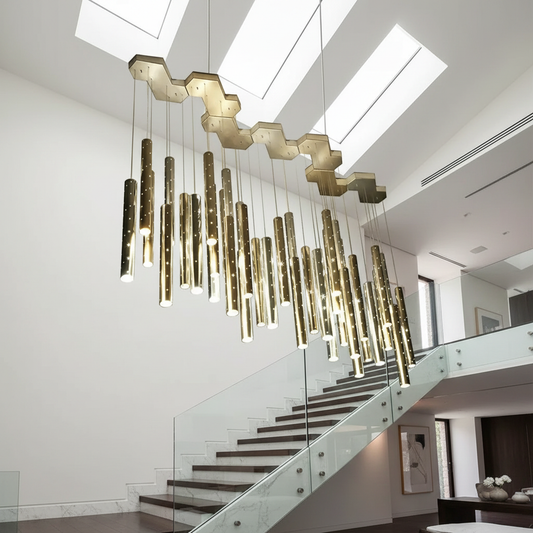 Carmine Magic Star Shining Tubes Pendant Chandelier - Chandeliers | Lucera Lighting