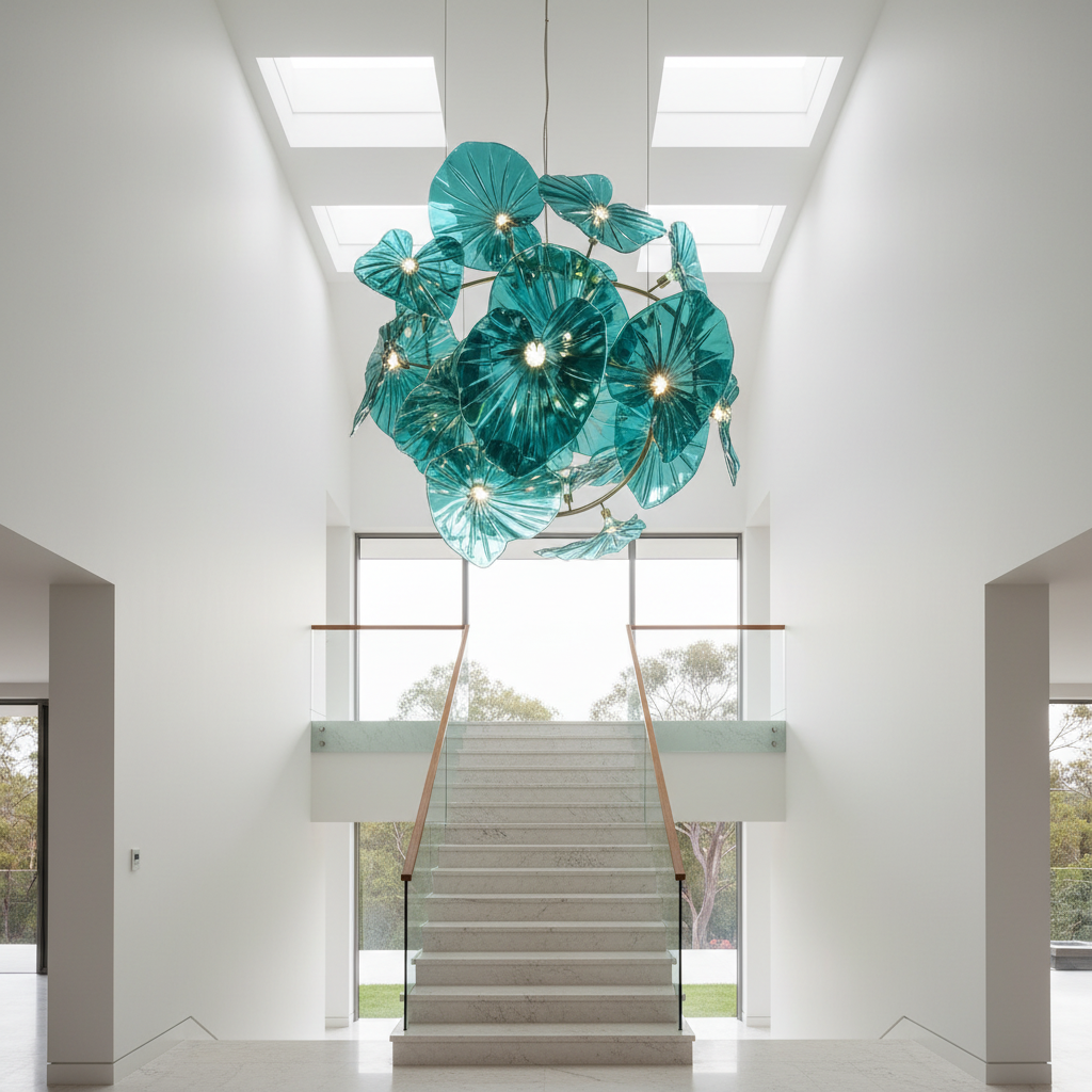 Carnelian Green Glass Leaves Pendant Chandelier - Chandeliers | Lucera Lighting