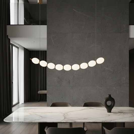 Chrome String of Pearls LED Pendant Chandelier - Pendant Lights | Lucera Lighting