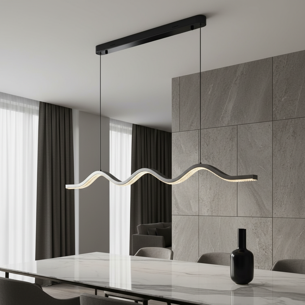 Cordovan Wave Pearl Black Pendant Chandelier - Pendant Lights | Lucera Lighting