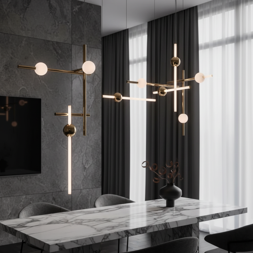 Daffodil Minimalist Gold Chandelier - Pendant Lights | Lucera Lighting