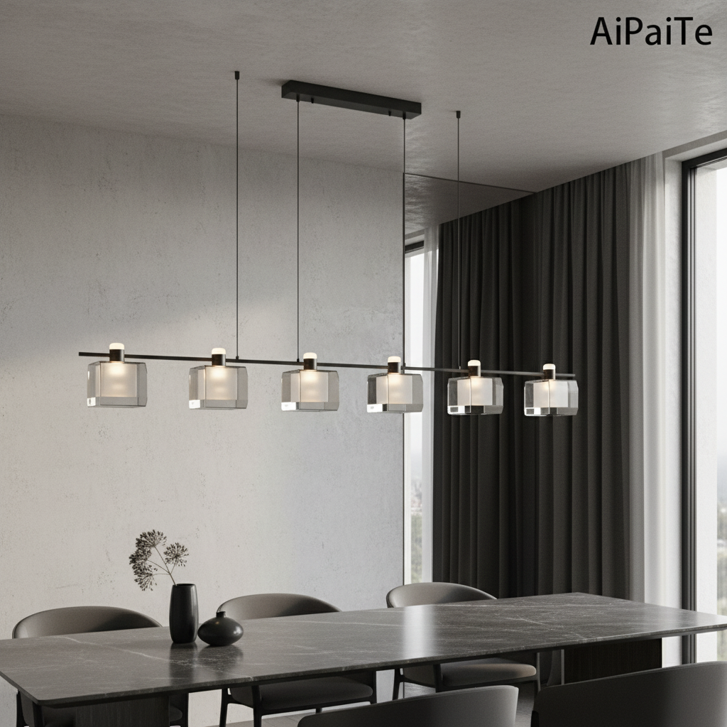 Glaucous Glass Cube Chandelier - Pendant Lights | Lucera Lighting