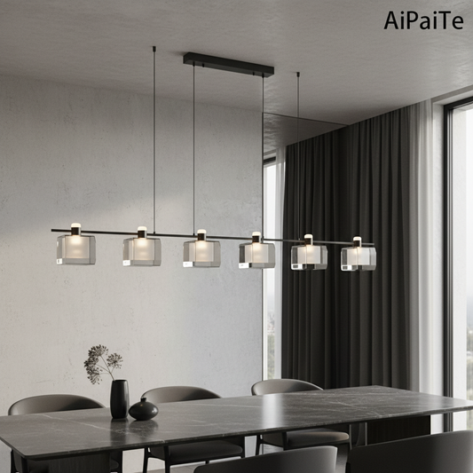 Glaucous Glass Cube Chandelier - Pendant Lights | Lucera Lighting
