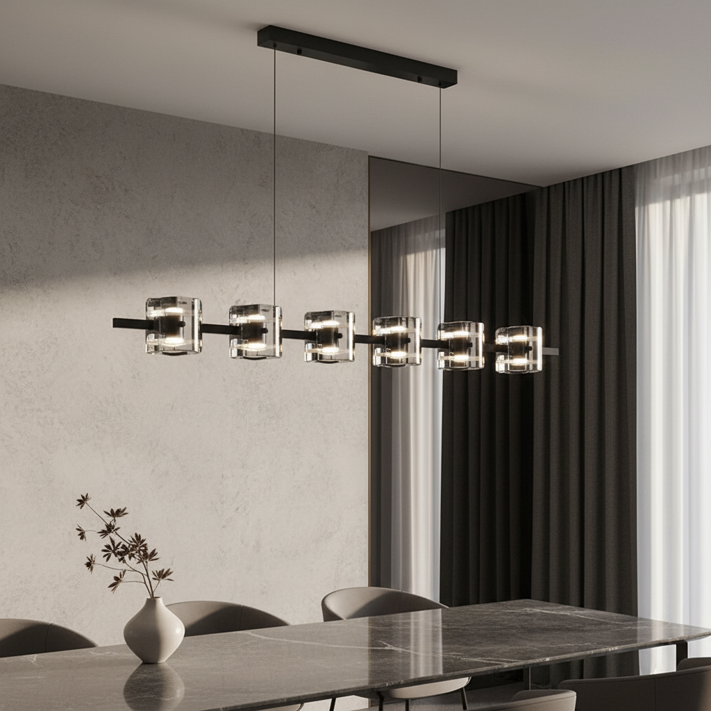 Harlequin Rectangle Glass Chandelier - Pendant Lights | Lucera Lighting