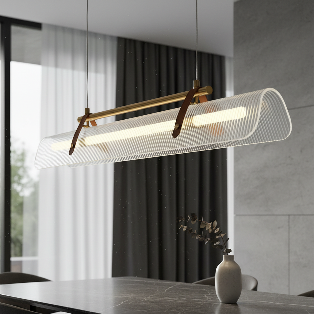 Naphthol Rectangle Metal and Leather Chandelier - Pendant Lights | Lucera Lighting