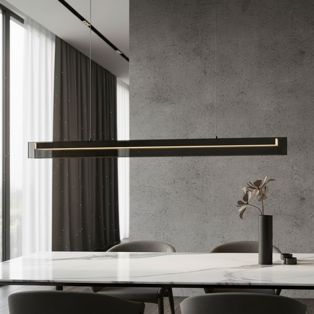 Ochre Risch Modern Black Rectangular Chandelier - Pendant Lights | Lucera Lighting