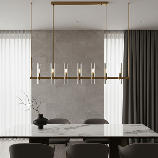 Sanguine Candle-Shaped Luxury LED Brass Chandelier - Pendant Lights | Lucera Lighting