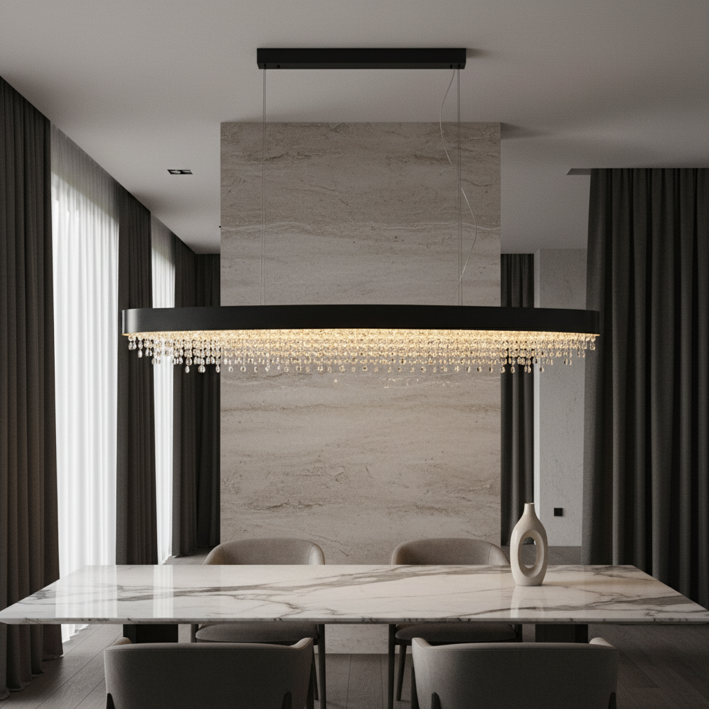 Ulf Modern Rectangular Crystal Chandelier - Pendant Lights | Lucera Lighting