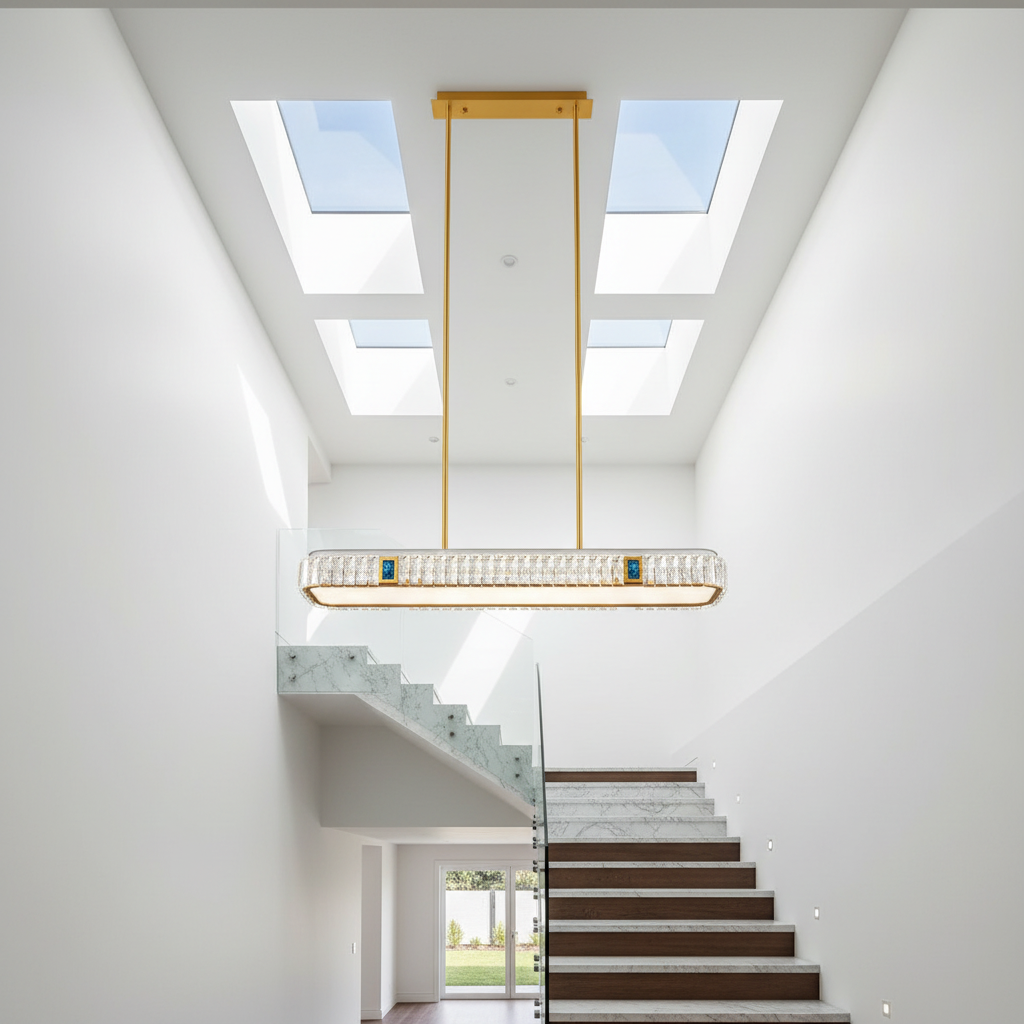 Frej Rectangle LED Crystal Pendant Chandelier - Pendant Lights | Lucera Lighting