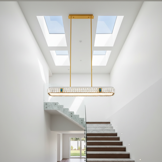 Frej Rectangle LED Crystal Pendant Chandelier - Pendant Lights | Lucera Lighting