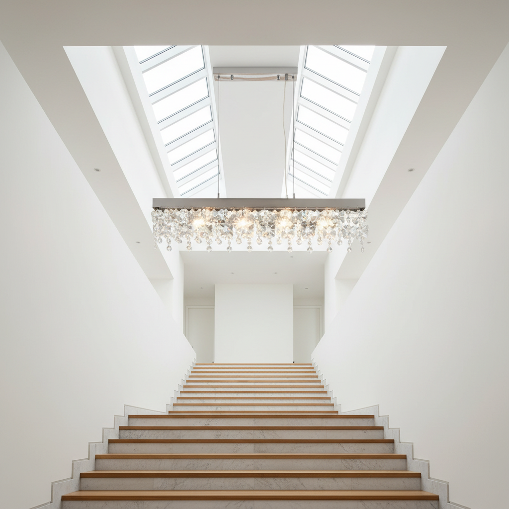 Hlin Chrome Rectangular Crystal LED Chandelier - Chandeliers | Lucera Lighting