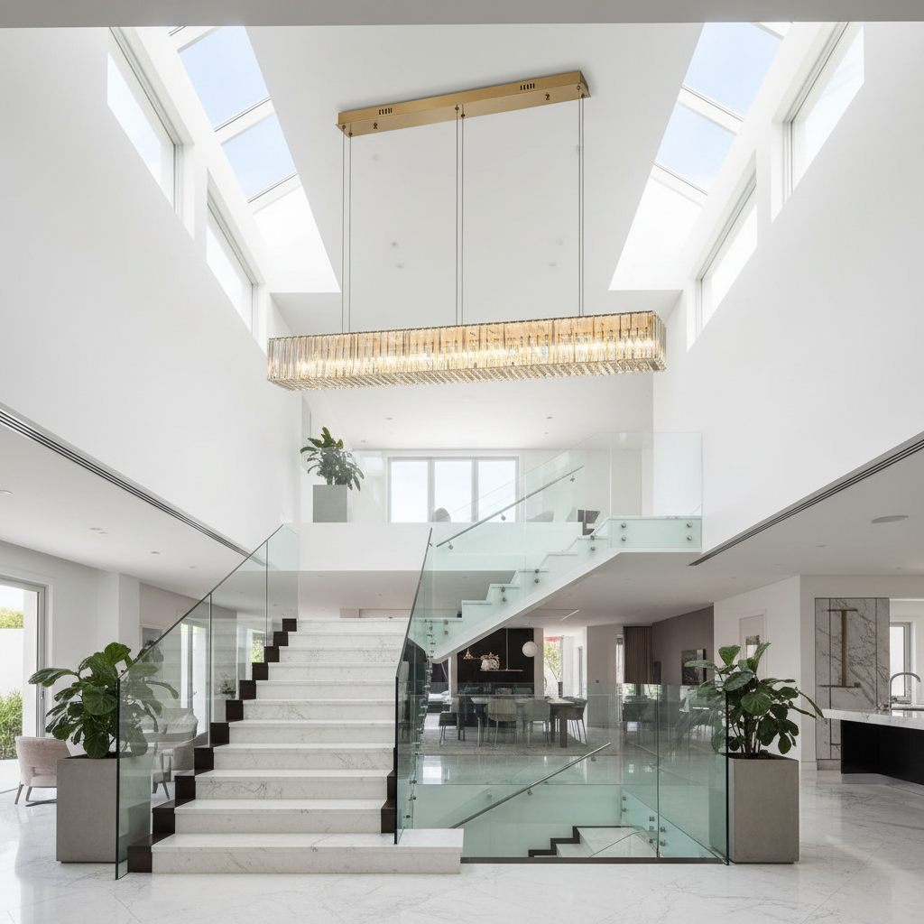 Ivar Rectangular Crystal Hanging LED Chandelier - Chandeliers | Lucera Lighting