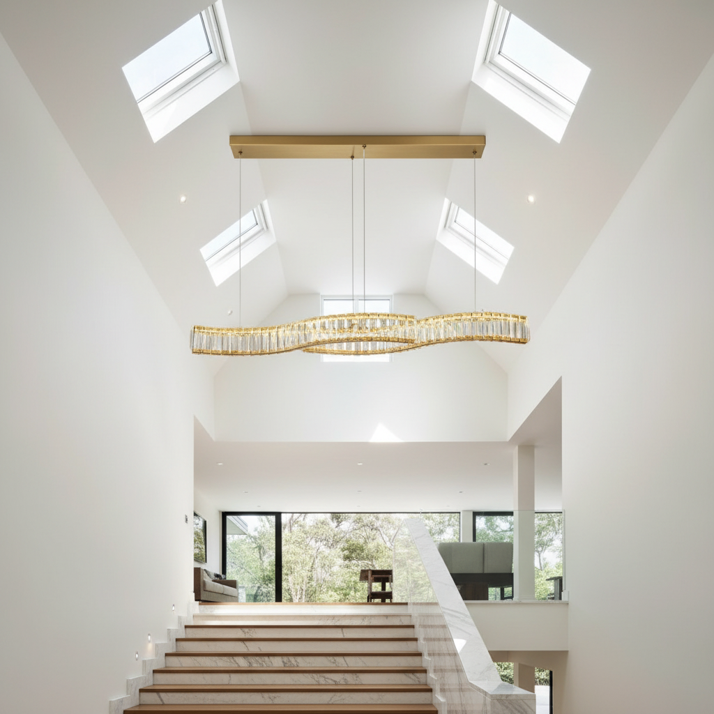 Knut Crystal S-Shaped LED Chandelier - Chandeliers | Lucera Lighting