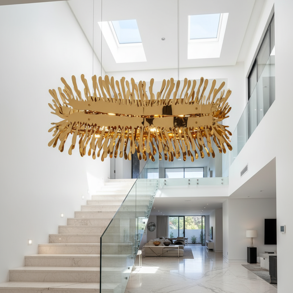 Magne Golden LED Chandelier for Dining Room - Chandeliers | Lucera Lighting