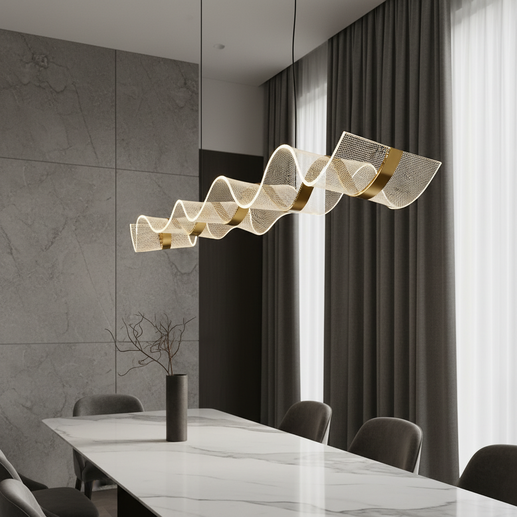 Od Wave Gold Chandelier Flush Mount - Pendant Lights | Lucera Lighting