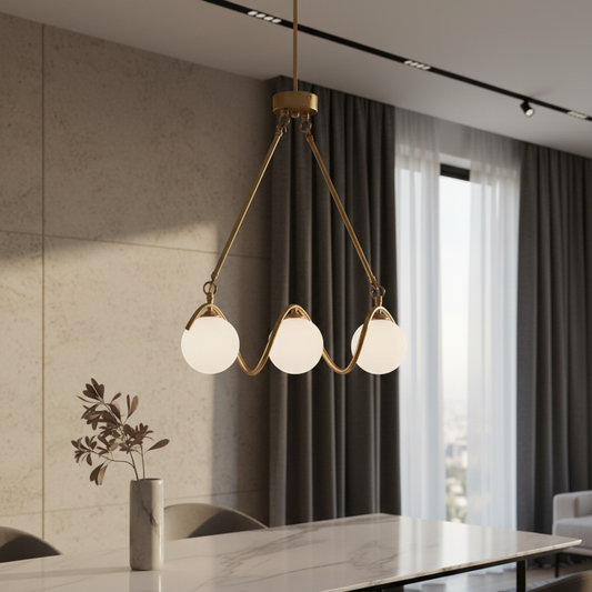 Verdandi Gold Copper Glass Chandelier for Dining Room - Chandeliers | Lucera Lighting