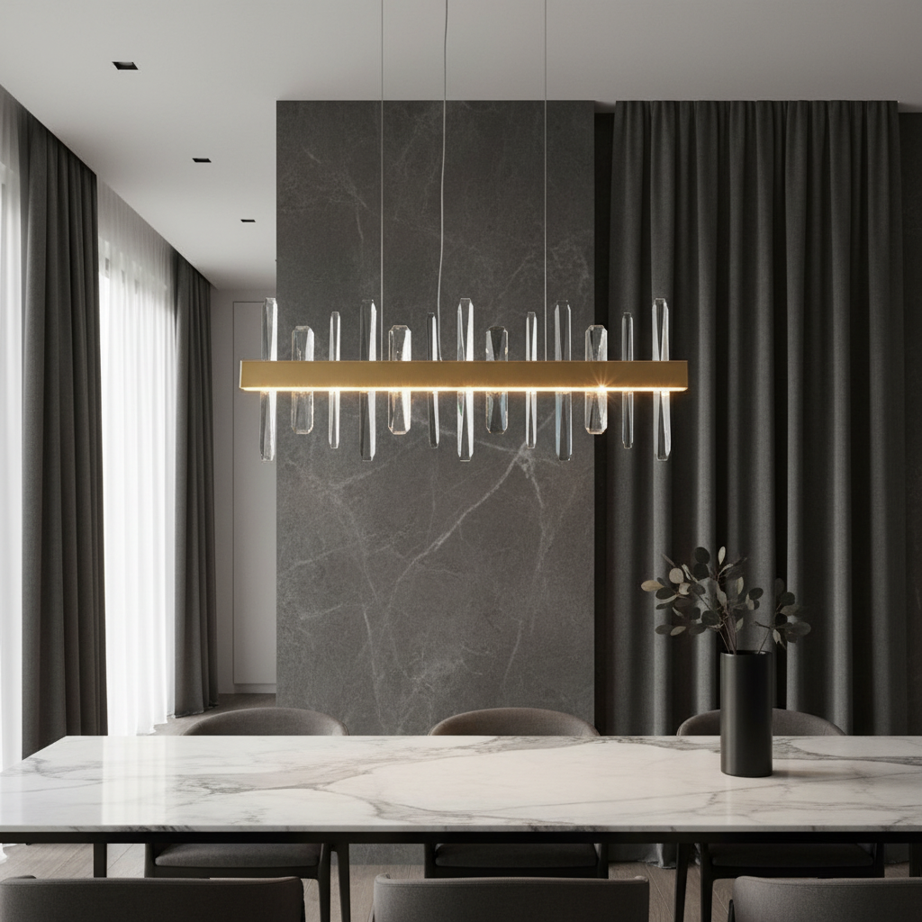 Alma Rectangle Gold Crystal Chandelier for Living Room - Chandeliers | Lucera Lighting