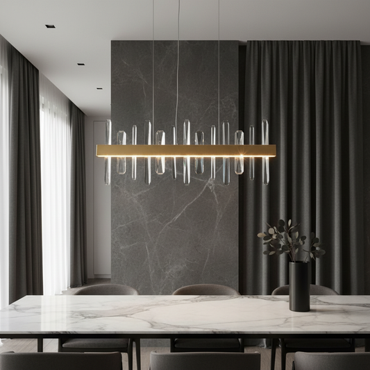 Alma Rectangle Gold Crystal Chandelier for Living Room - Chandeliers | Lucera Lighting