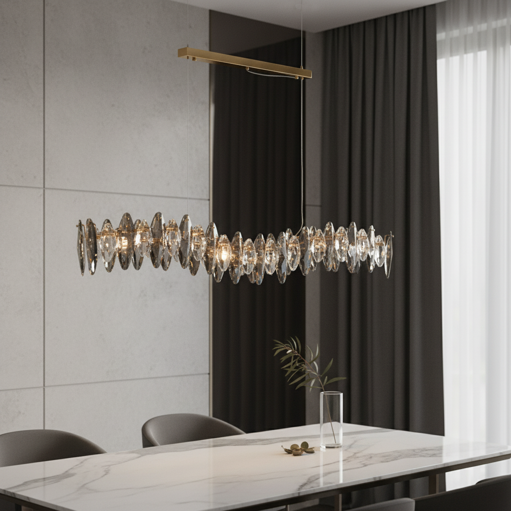 Arno Wave Chrome Crystal Chandelier - Pendant Lights | Lucera Lighting